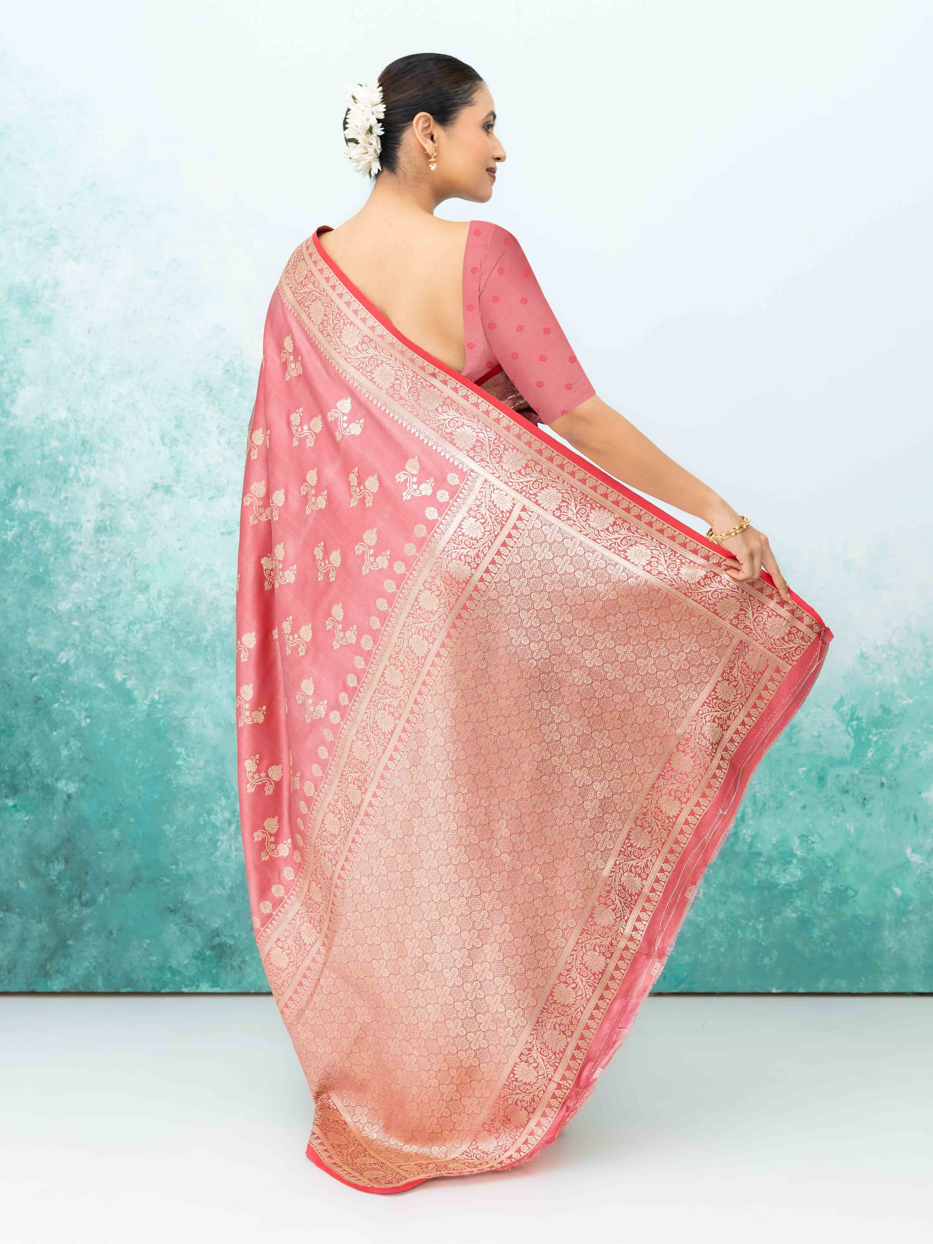 Pink Banarasi Silk Saree