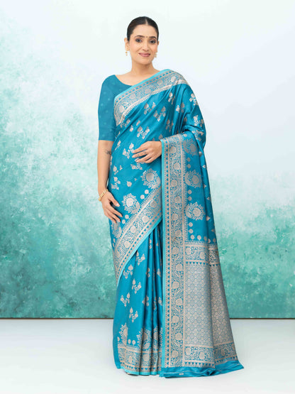 Sky Blue Banarasi Silk Saree