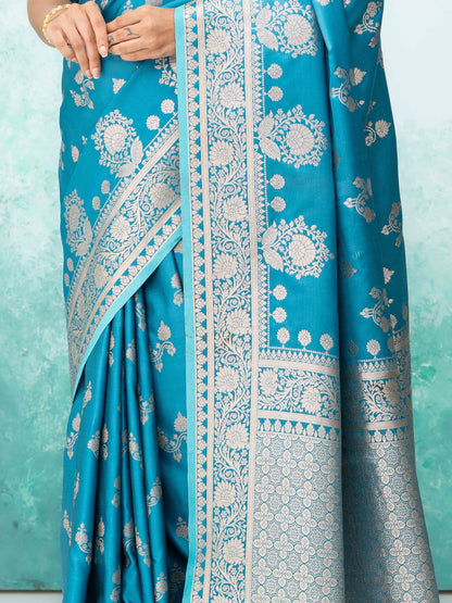 Sky Blue Banarasi Silk Saree