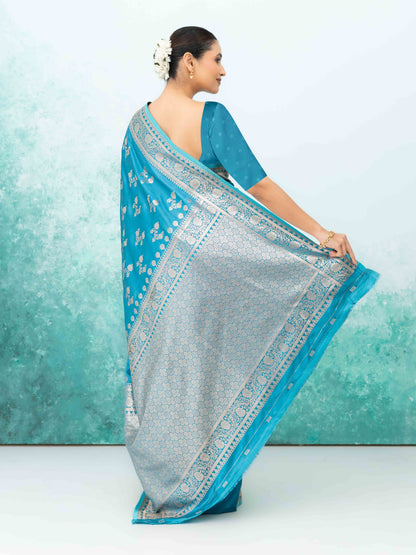 Sky Blue Banarasi Silk Saree