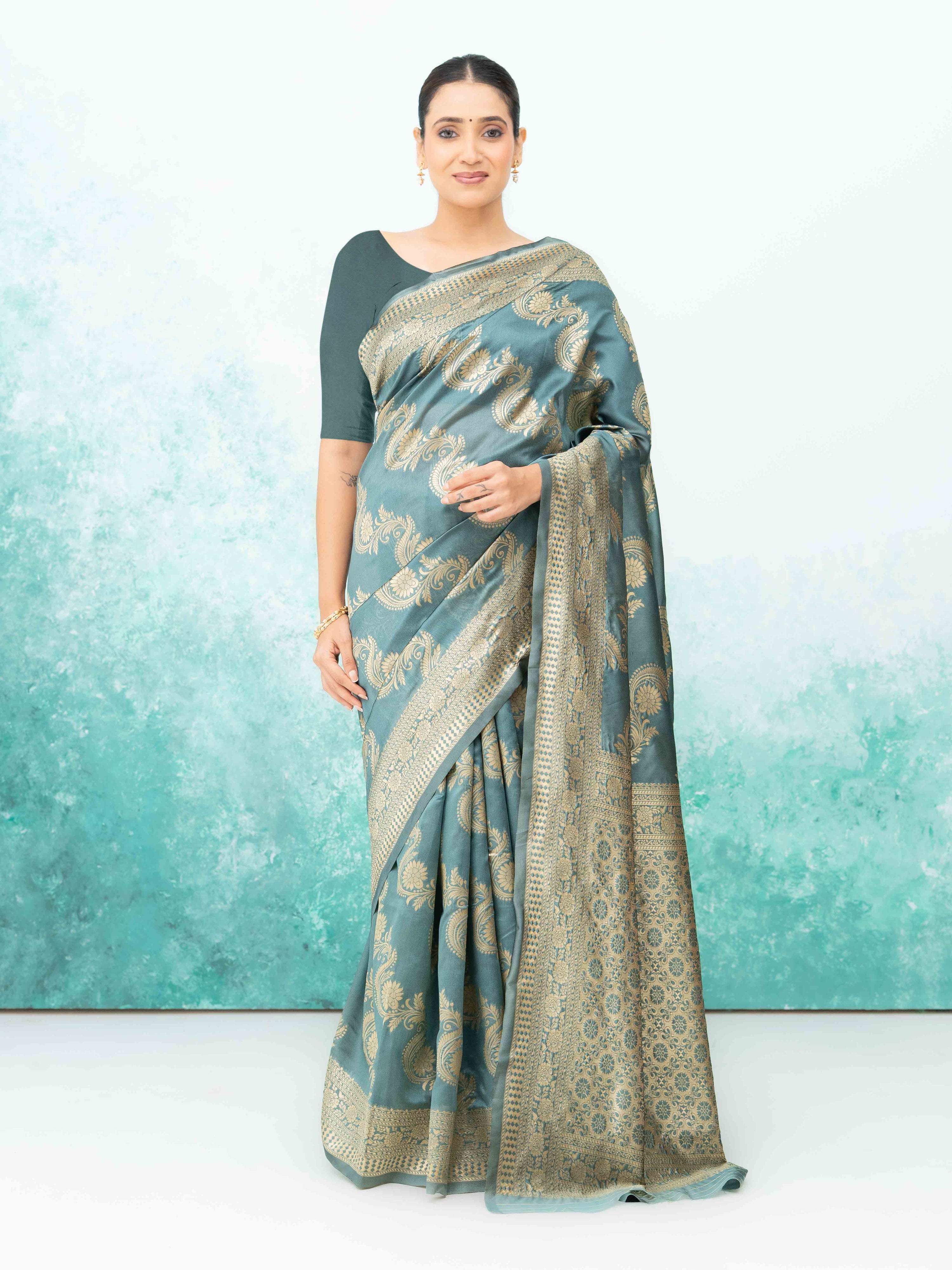 Gray  Mysore Silk Saree