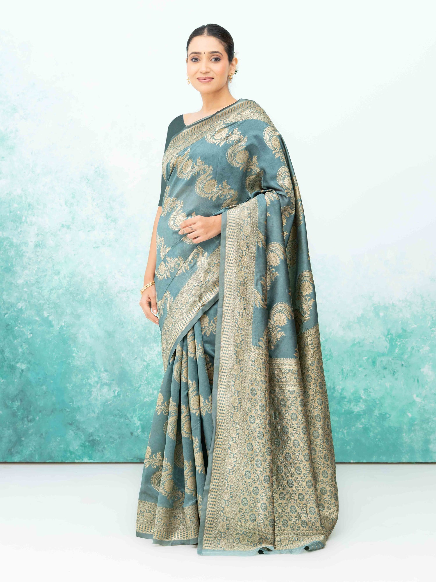 Gray  Mysore Silk Saree