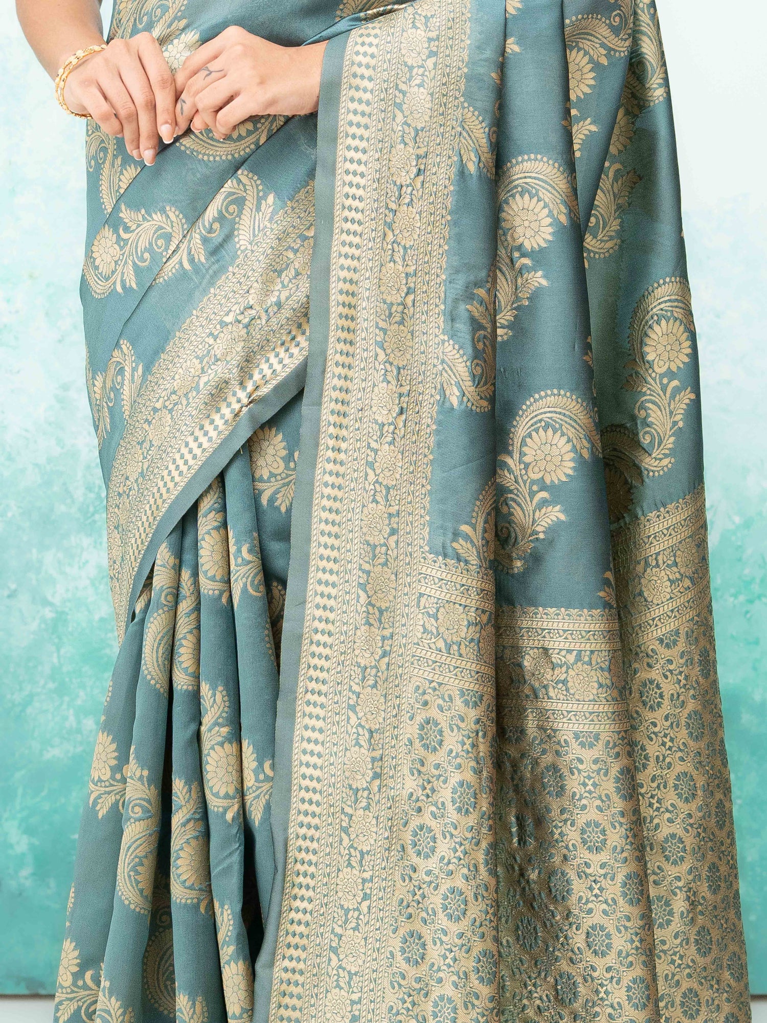Gray  Mysore Silk Saree