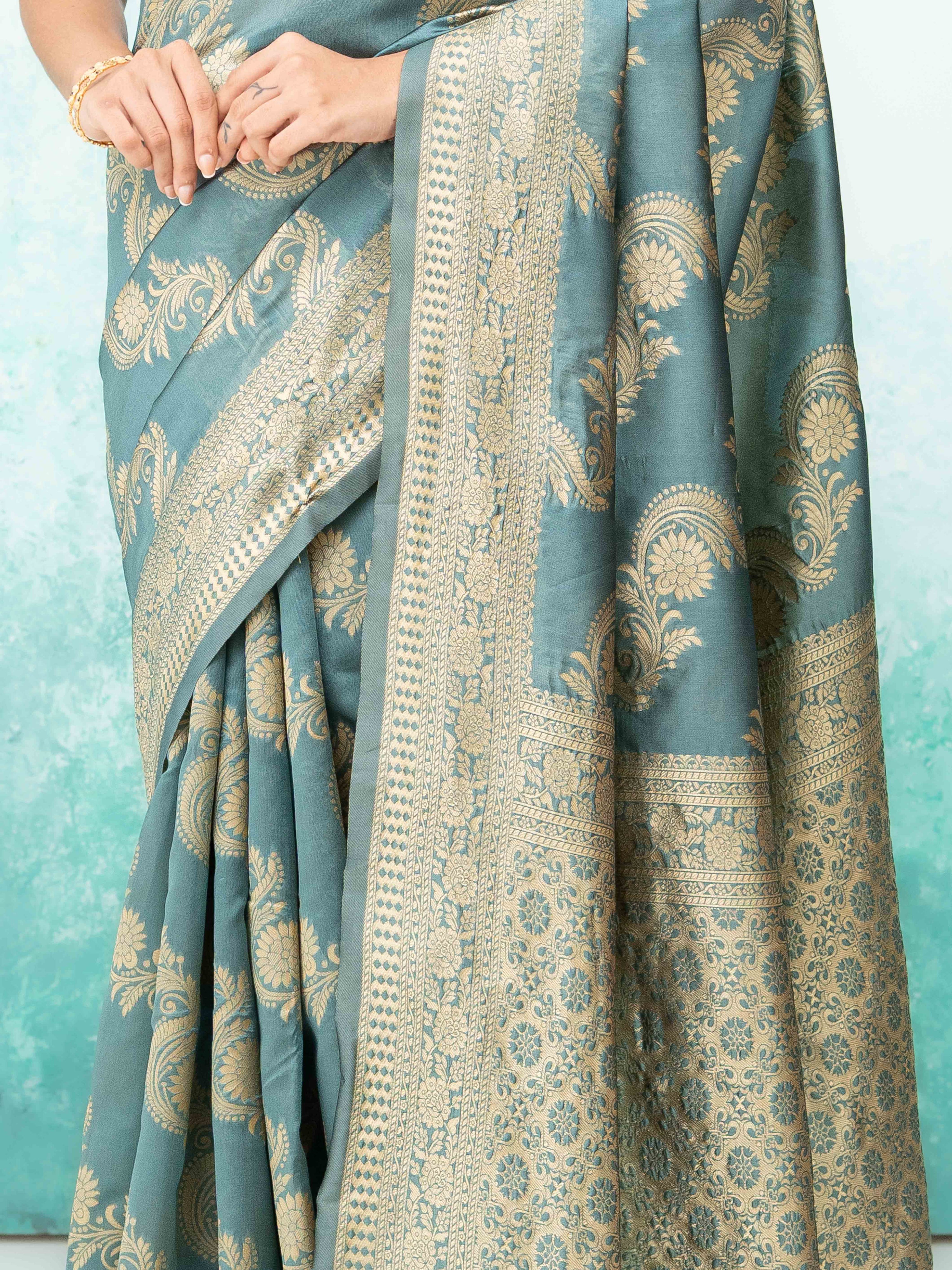 Gray  Mysore Silk Saree