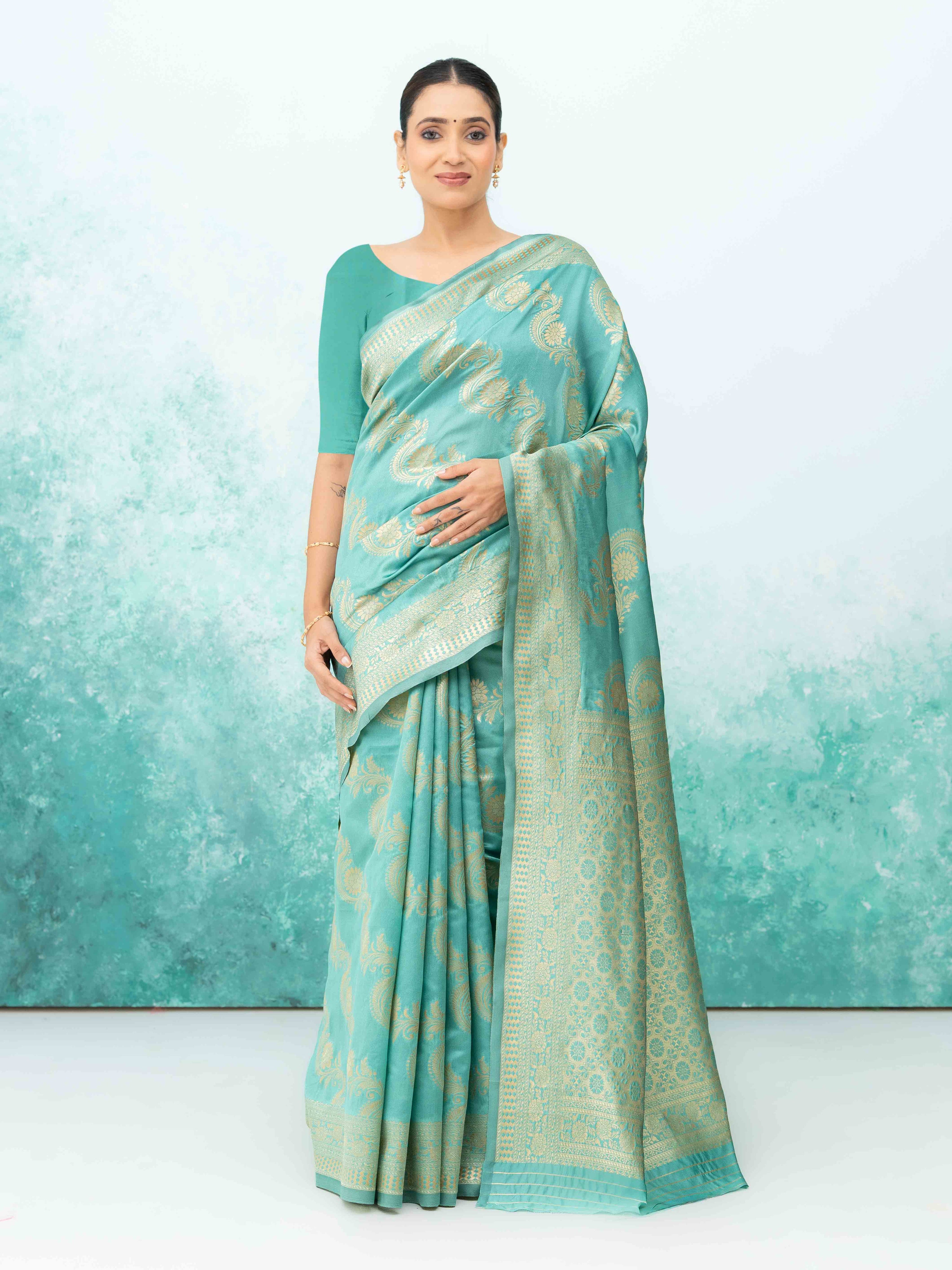 Sky Blue Mysore Silk Saree