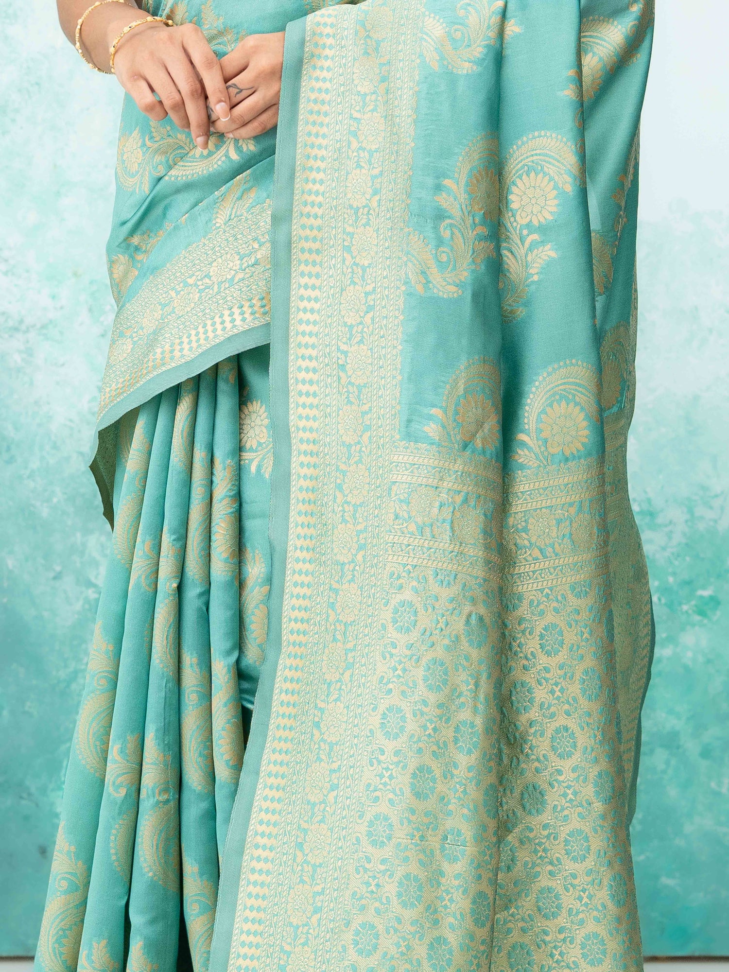 Sky Blue Mysore Silk Saree