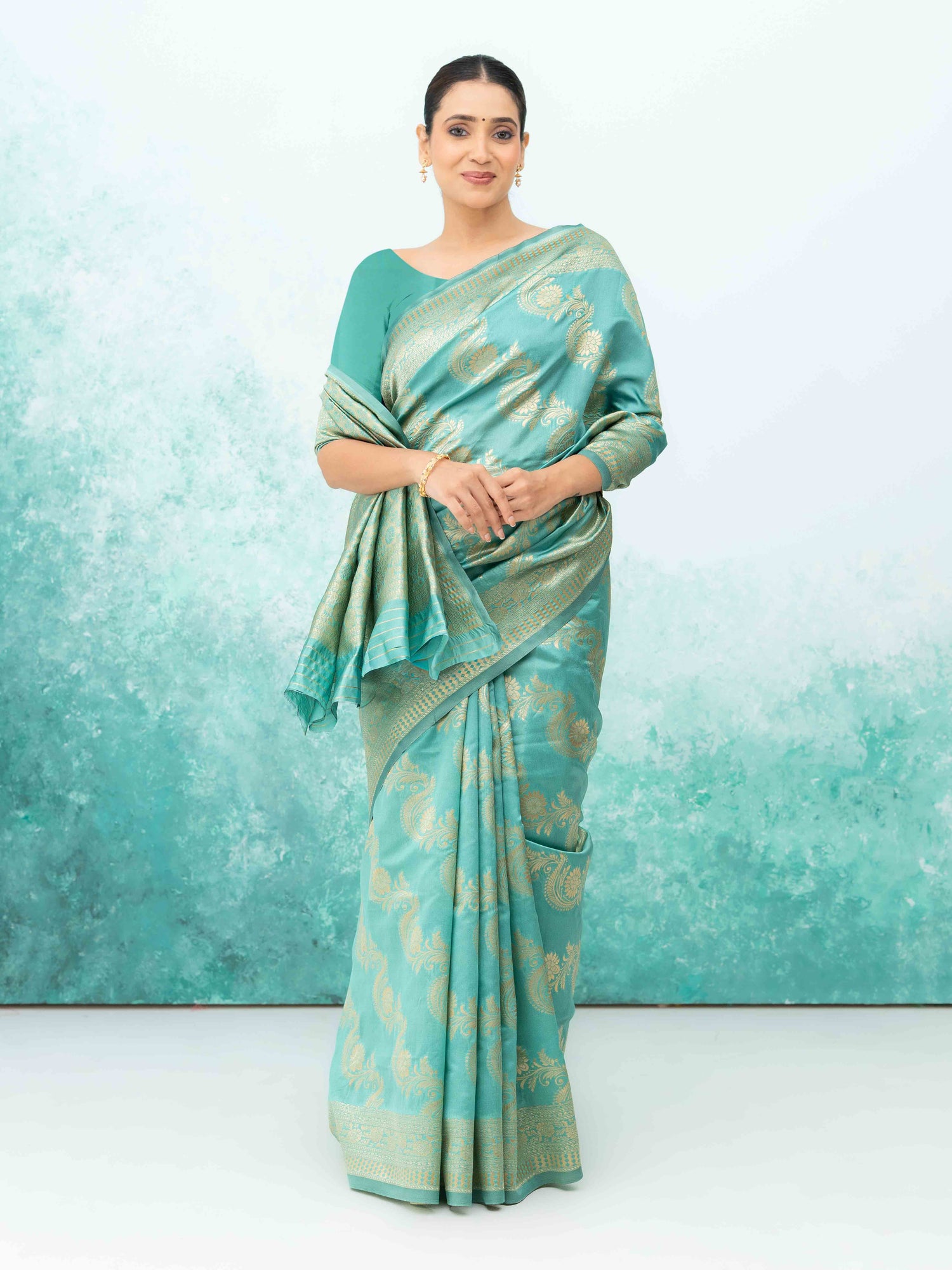 Sky Blue Mysore Silk Saree