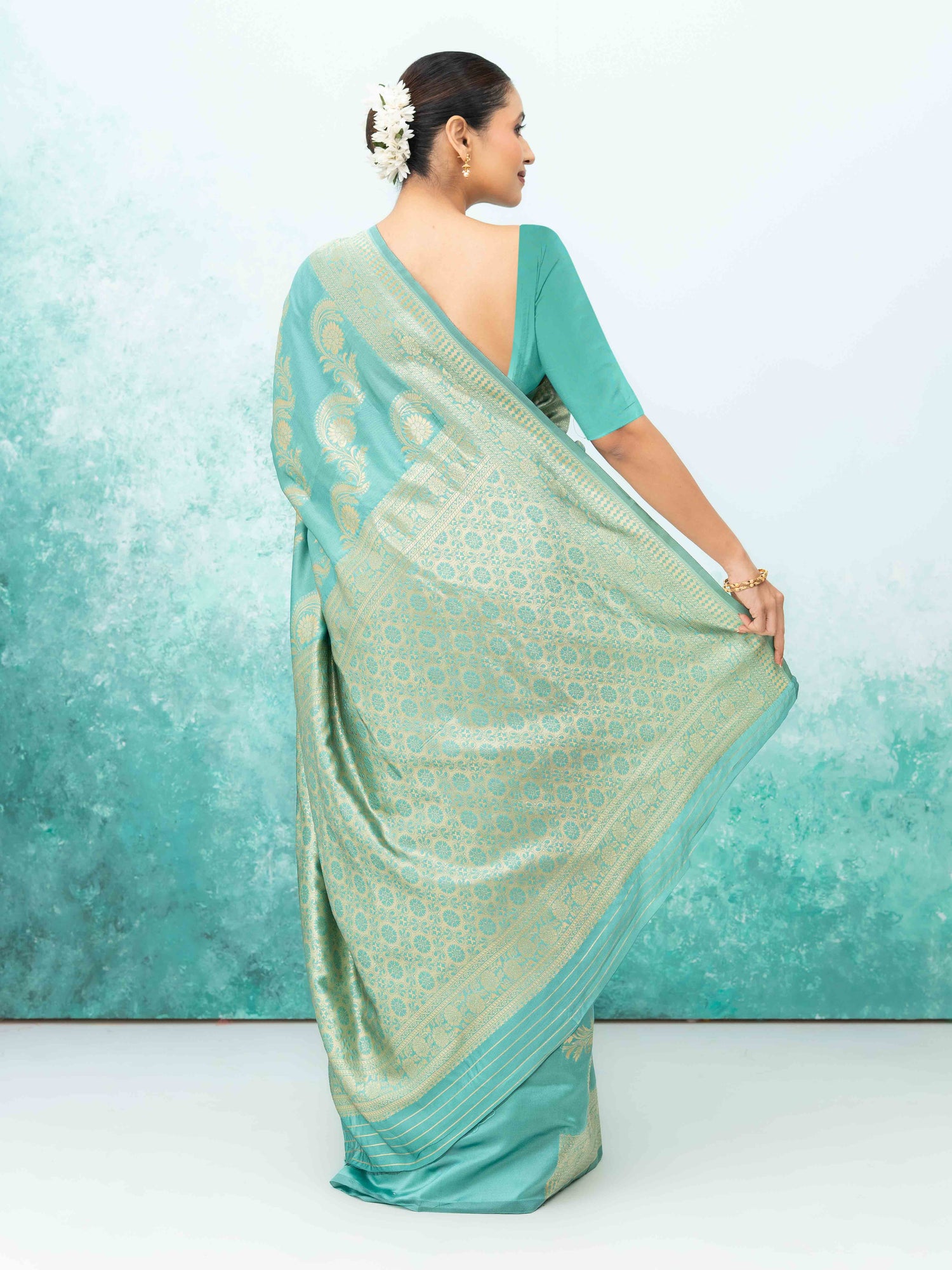 Sky Blue Mysore Silk Saree