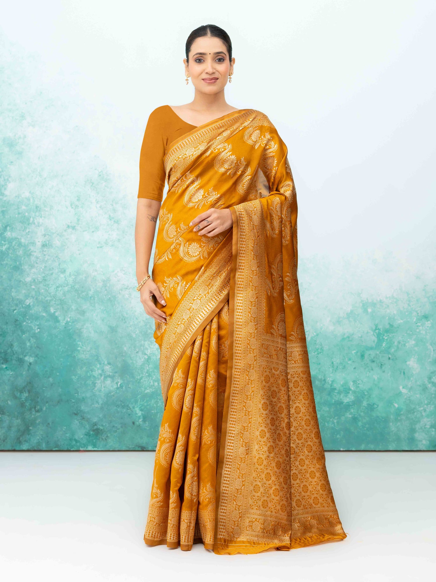 Mustard Yellow Mysore Silk Saree