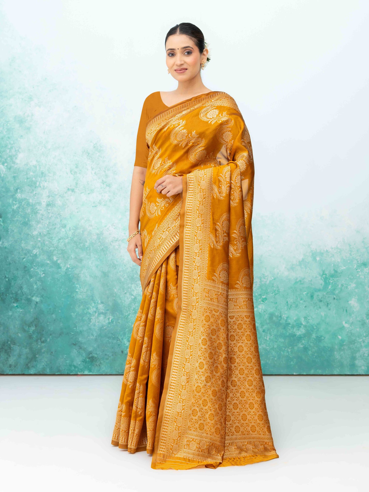 Mustard Yellow Mysore Silk Saree
