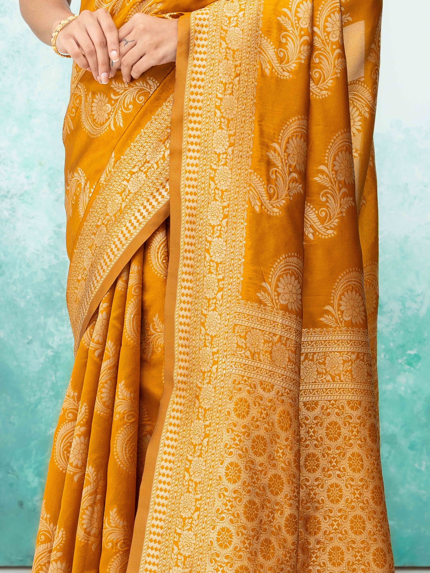 Mustard Yellow Mysore Silk Saree