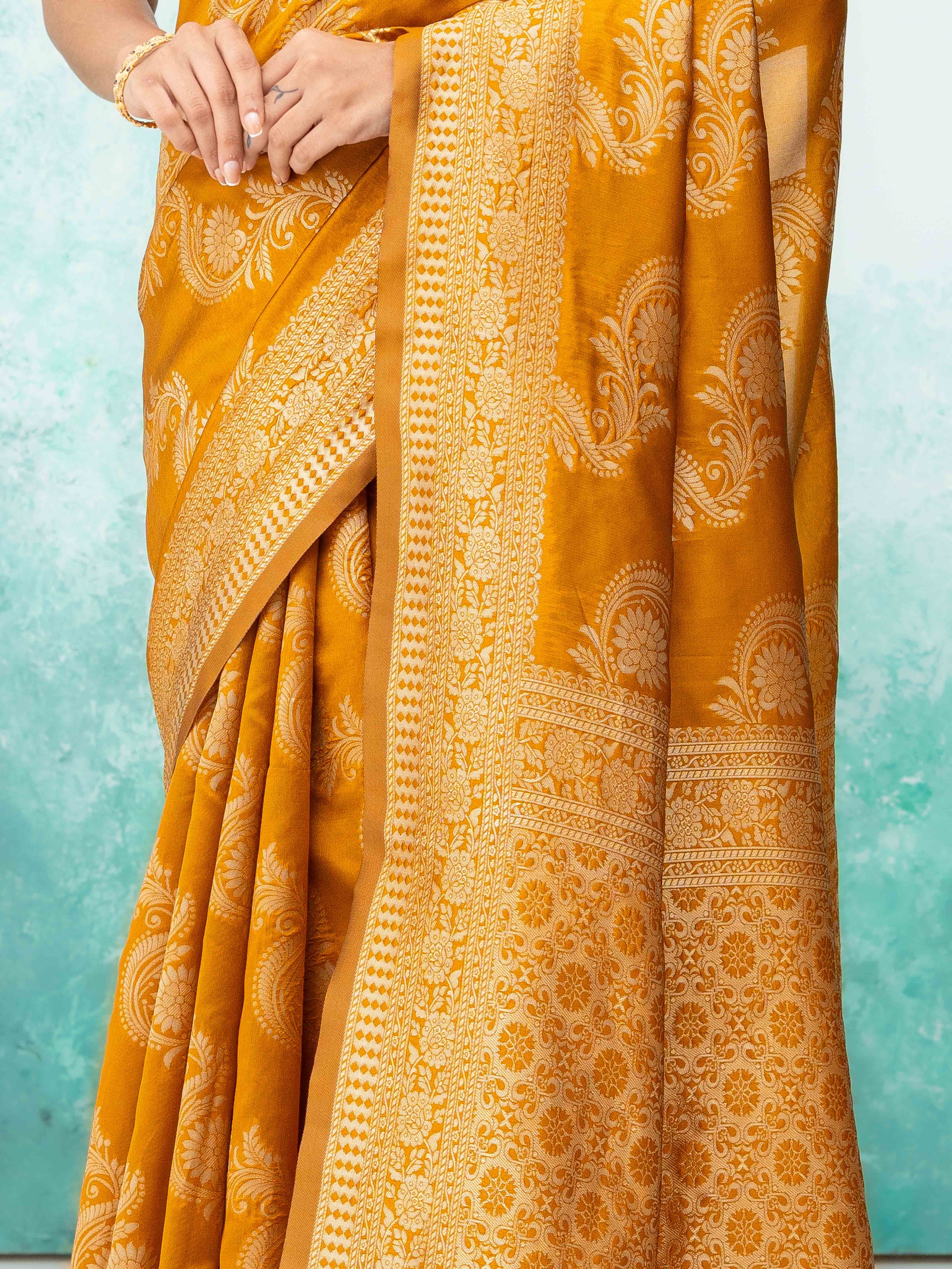 Mustard Yellow Mysore Silk Saree