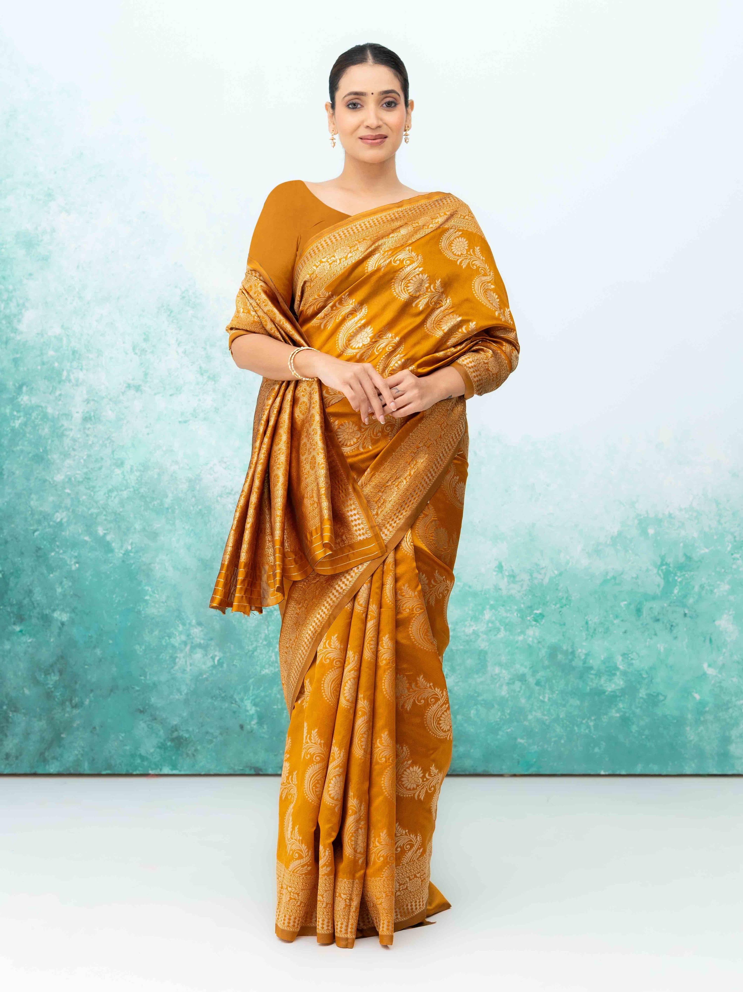 Mustard Yellow Mysore Silk Saree