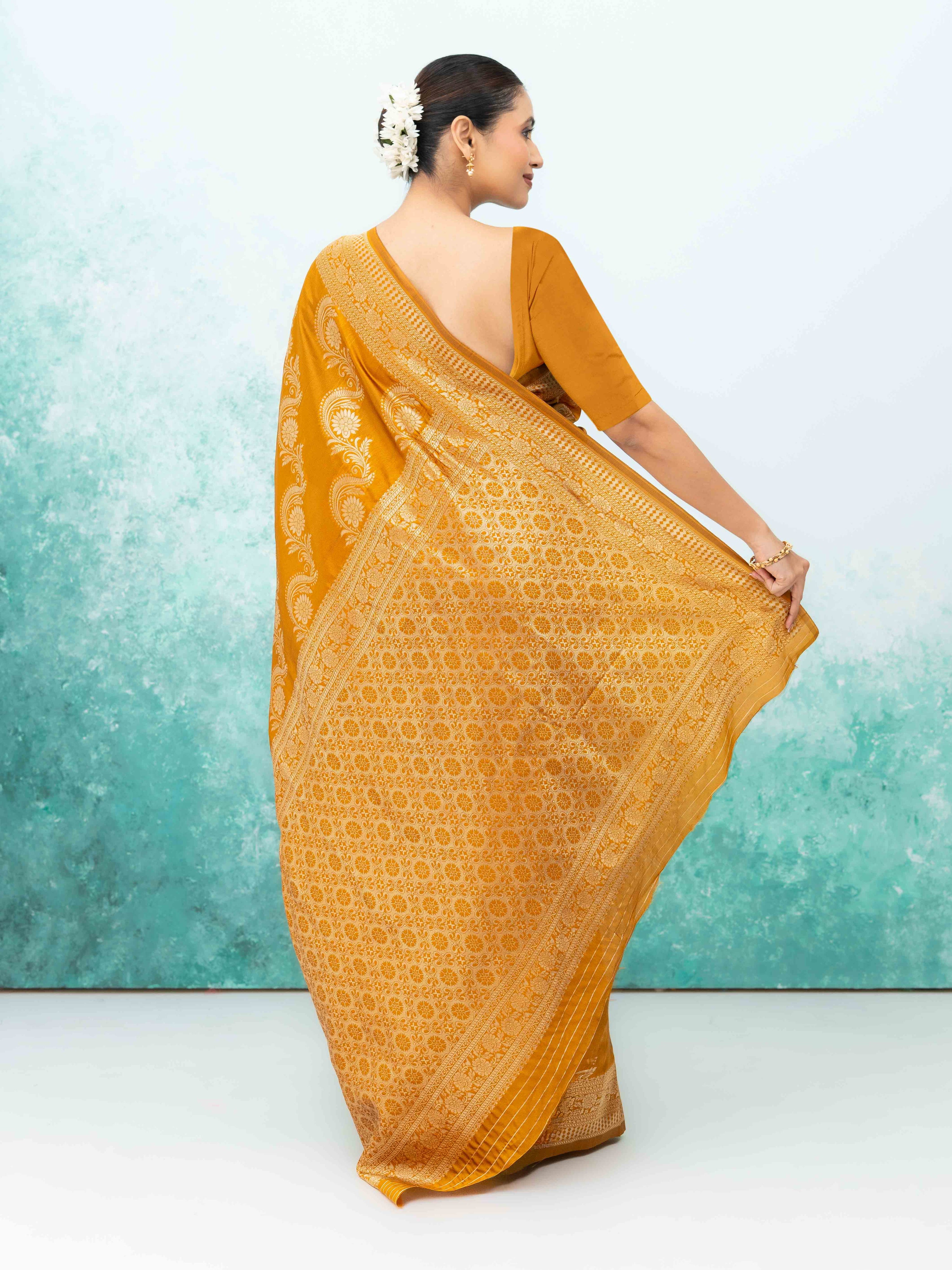 Mustard Yellow Mysore Silk Saree