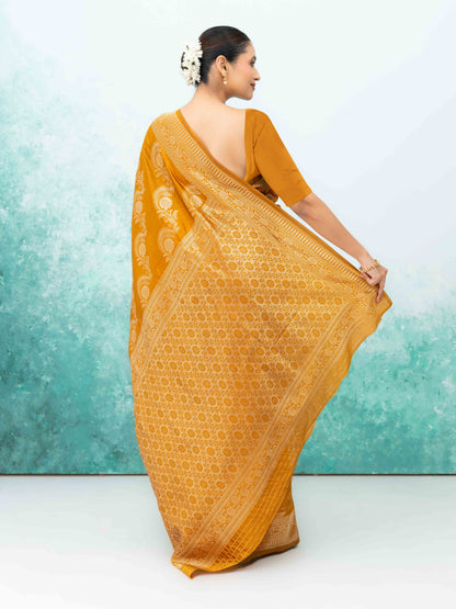 Mustard Yellow Mysore Silk Saree