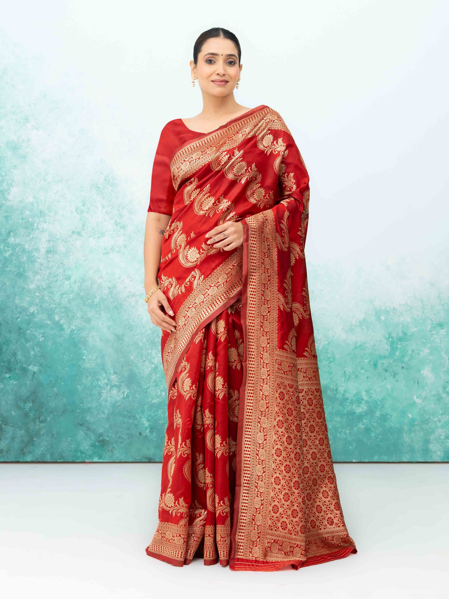 Maroon  Mysore Silk Saree