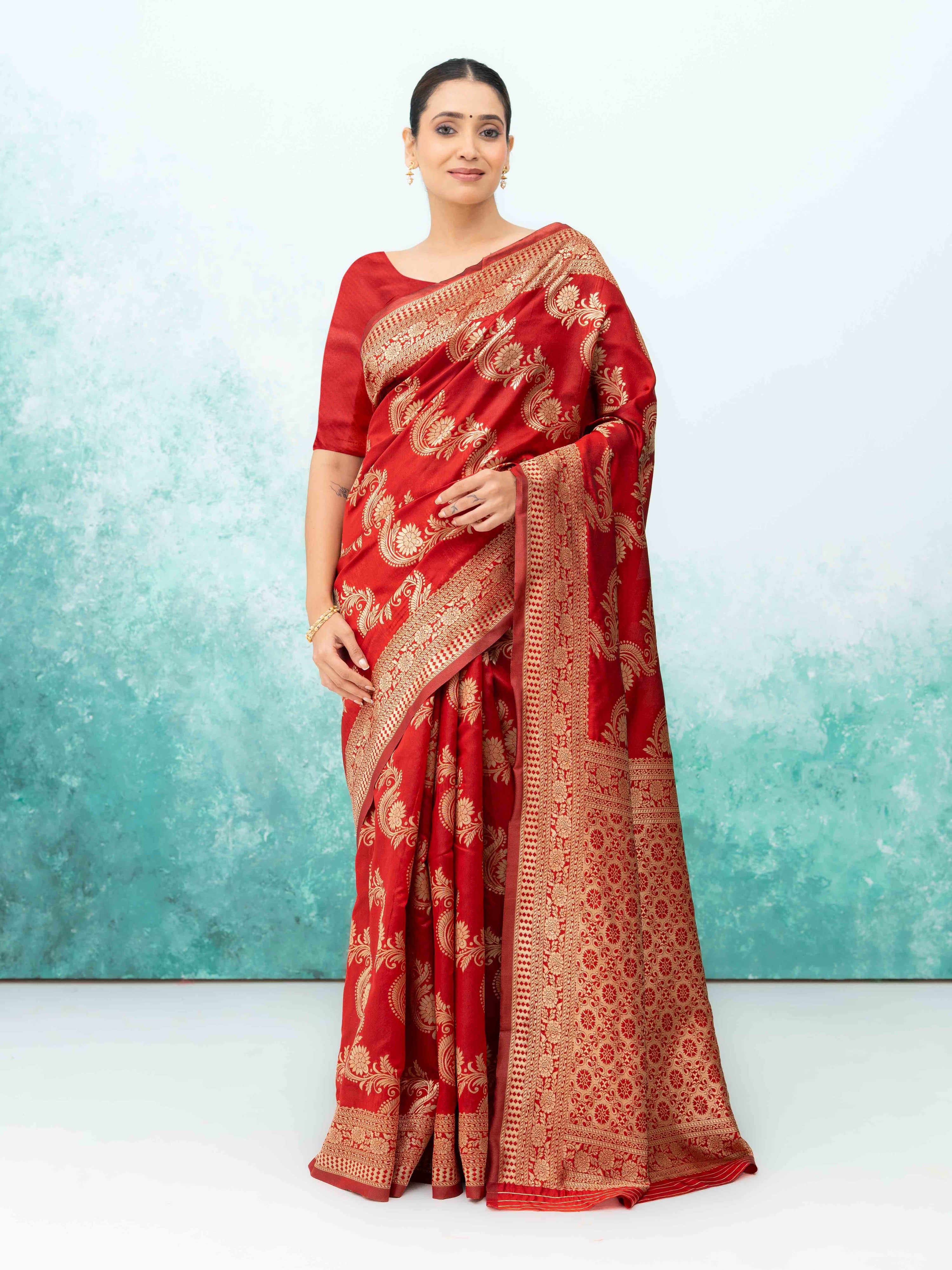 Maroon  Mysore Silk Saree