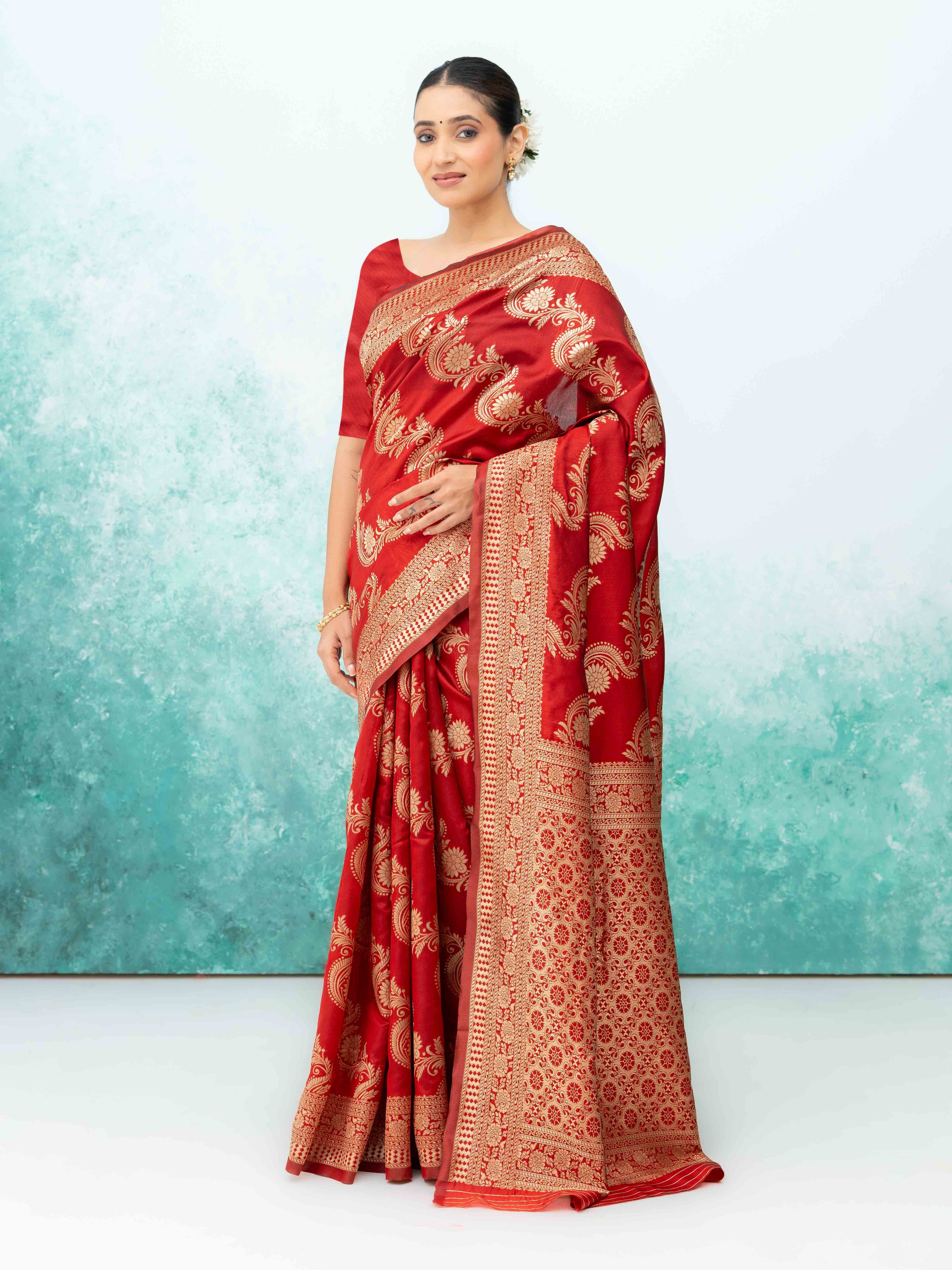 Maroon  Mysore Silk Saree