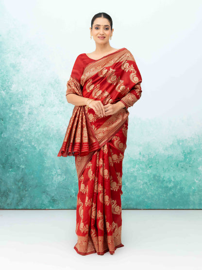 Maroon  Mysore Silk Saree
