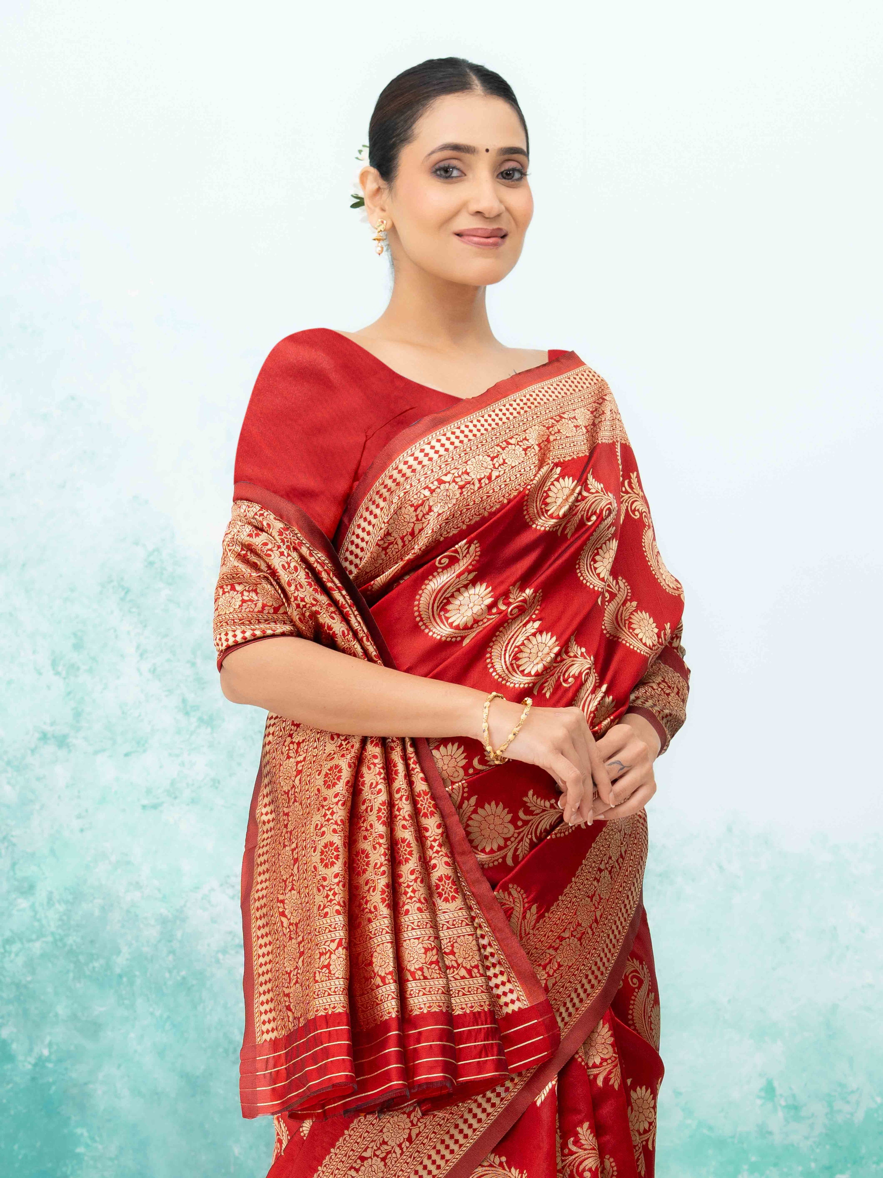 Maroon  Mysore Silk Saree