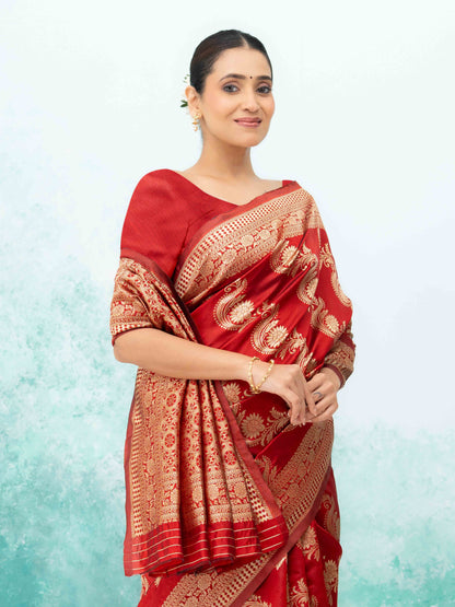 Maroon  Mysore Silk Saree