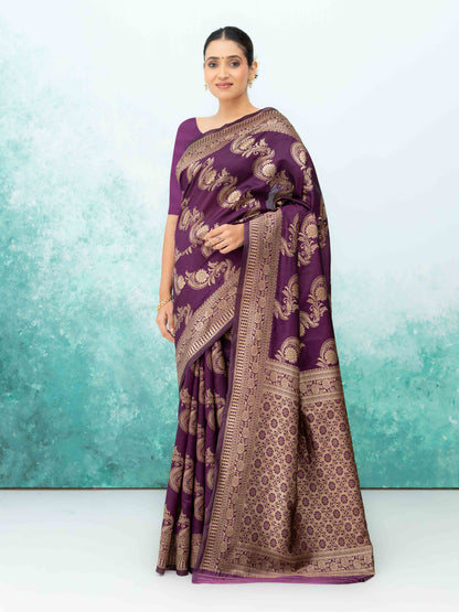 Wine Mysore Silk Saree