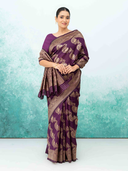 Wine Mysore Silk Saree