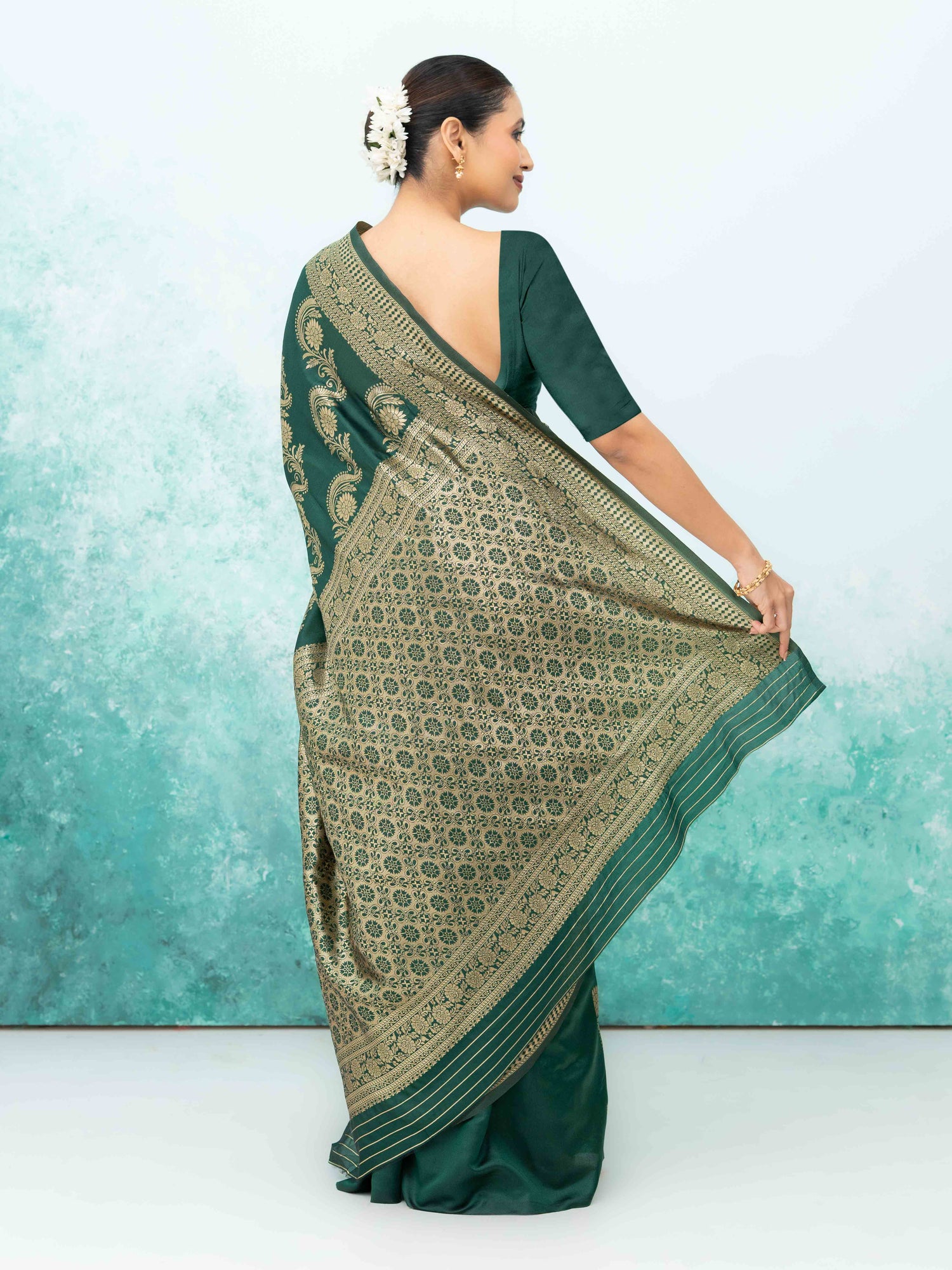 Dark Green Mysore Silk Saree
