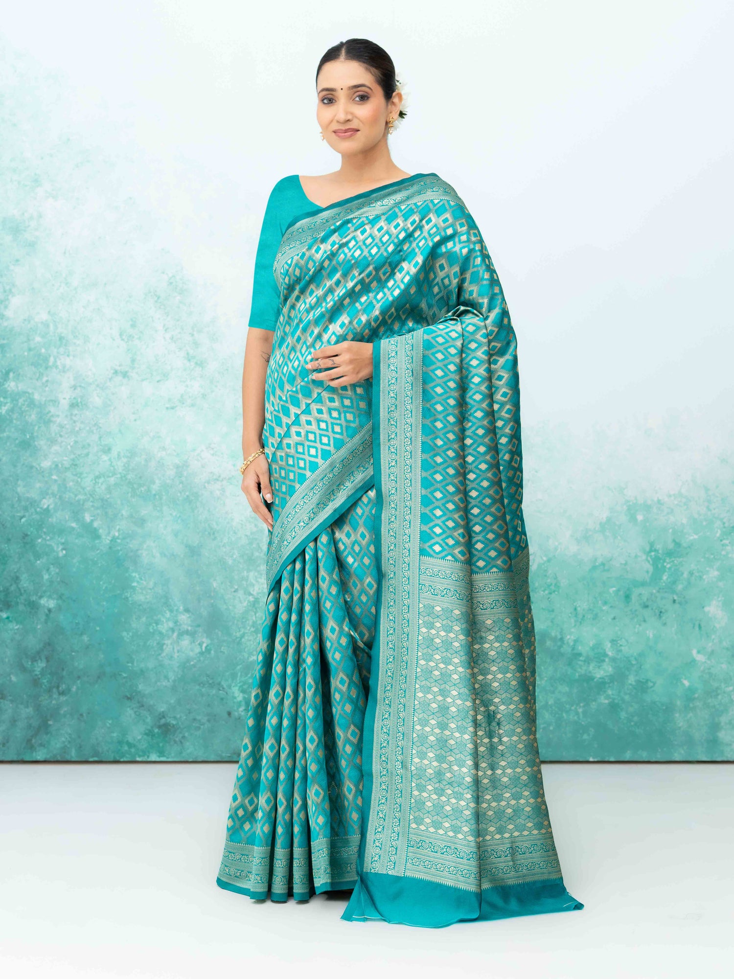 Sky Blue Mysore Silk Saree