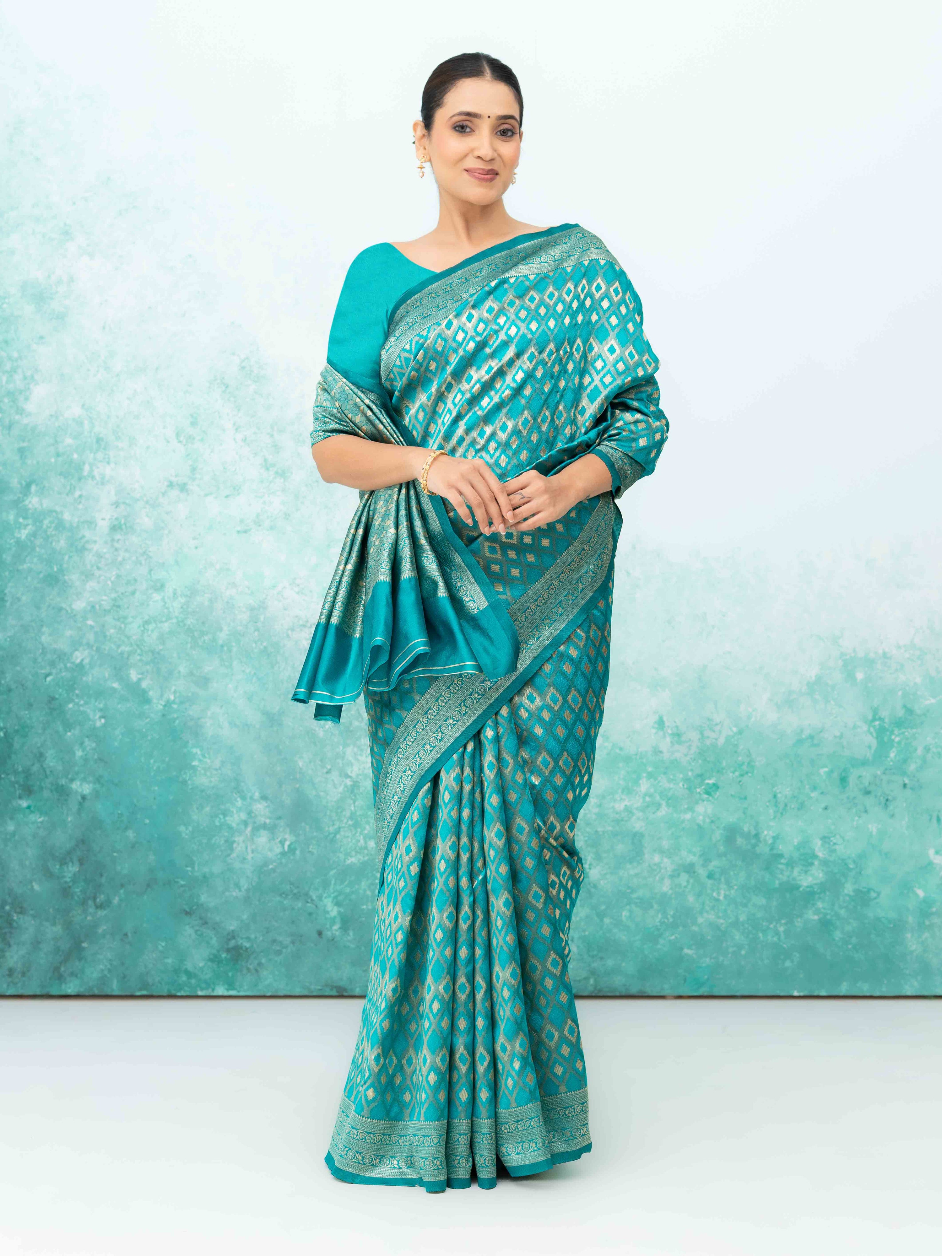 Sky Blue Mysore Silk Saree