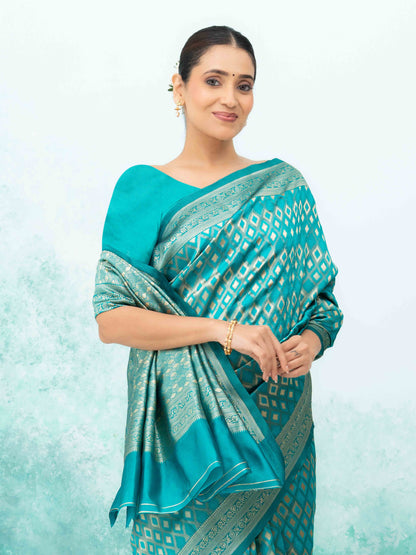 Sky Blue Mysore Silk Saree