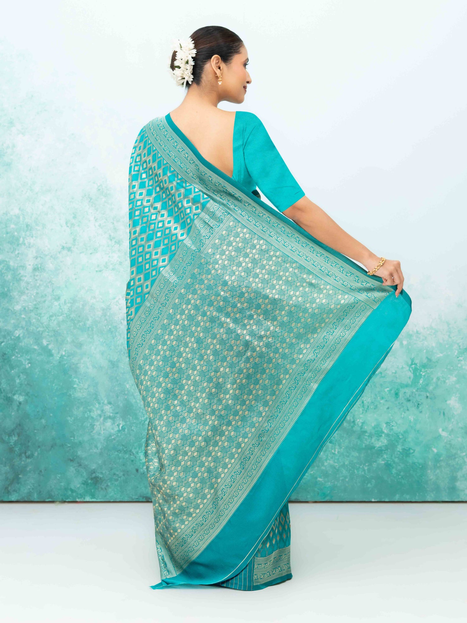 Sky Blue Mysore Silk Saree