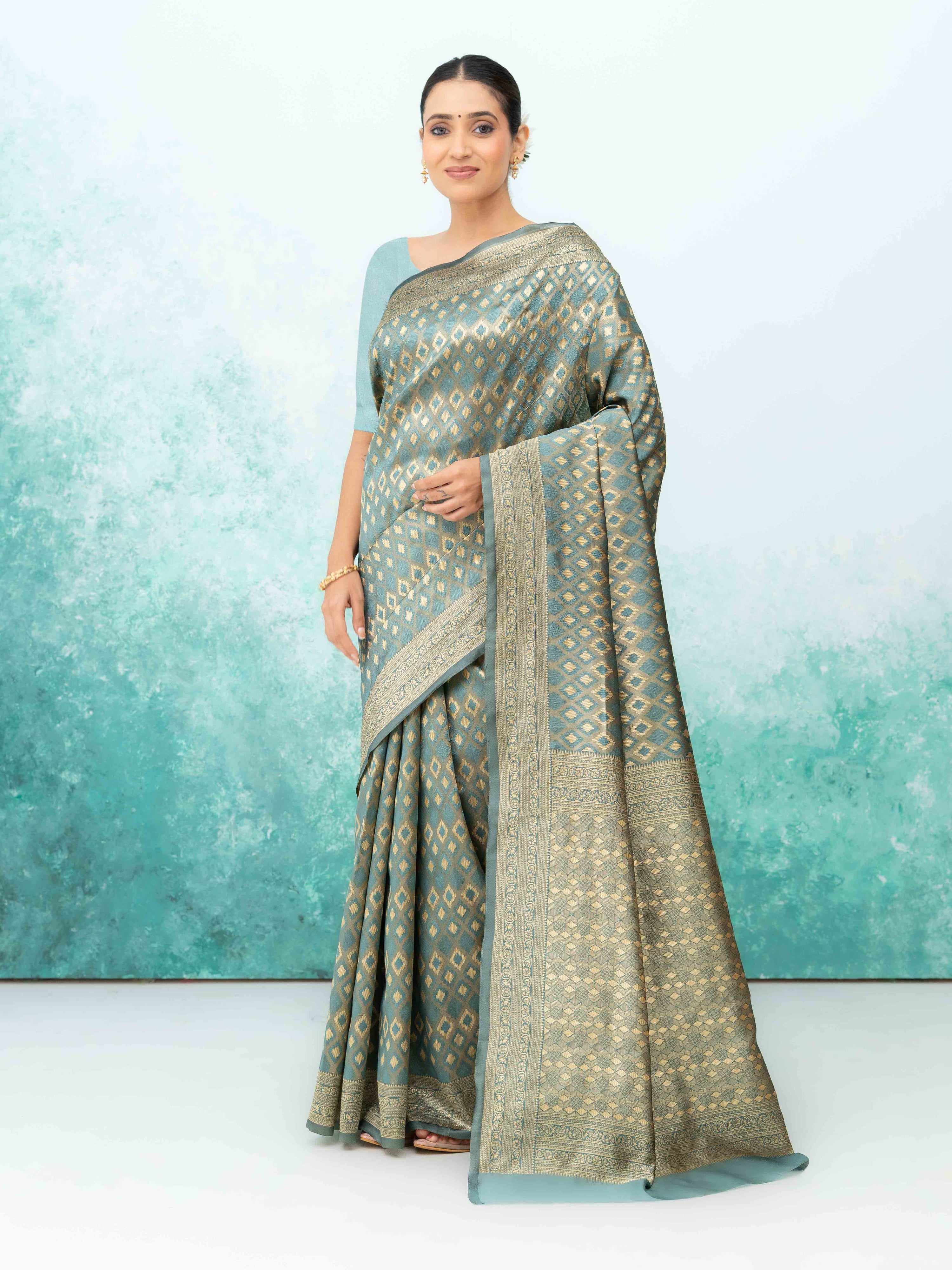 Gray Mysore Silk Saree
