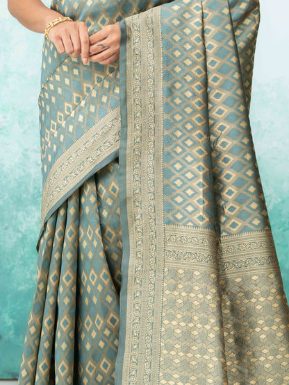 Gray Mysore Silk Saree