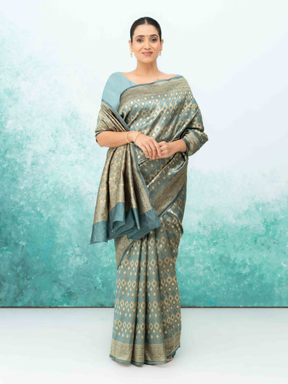 Gray Mysore Silk Saree