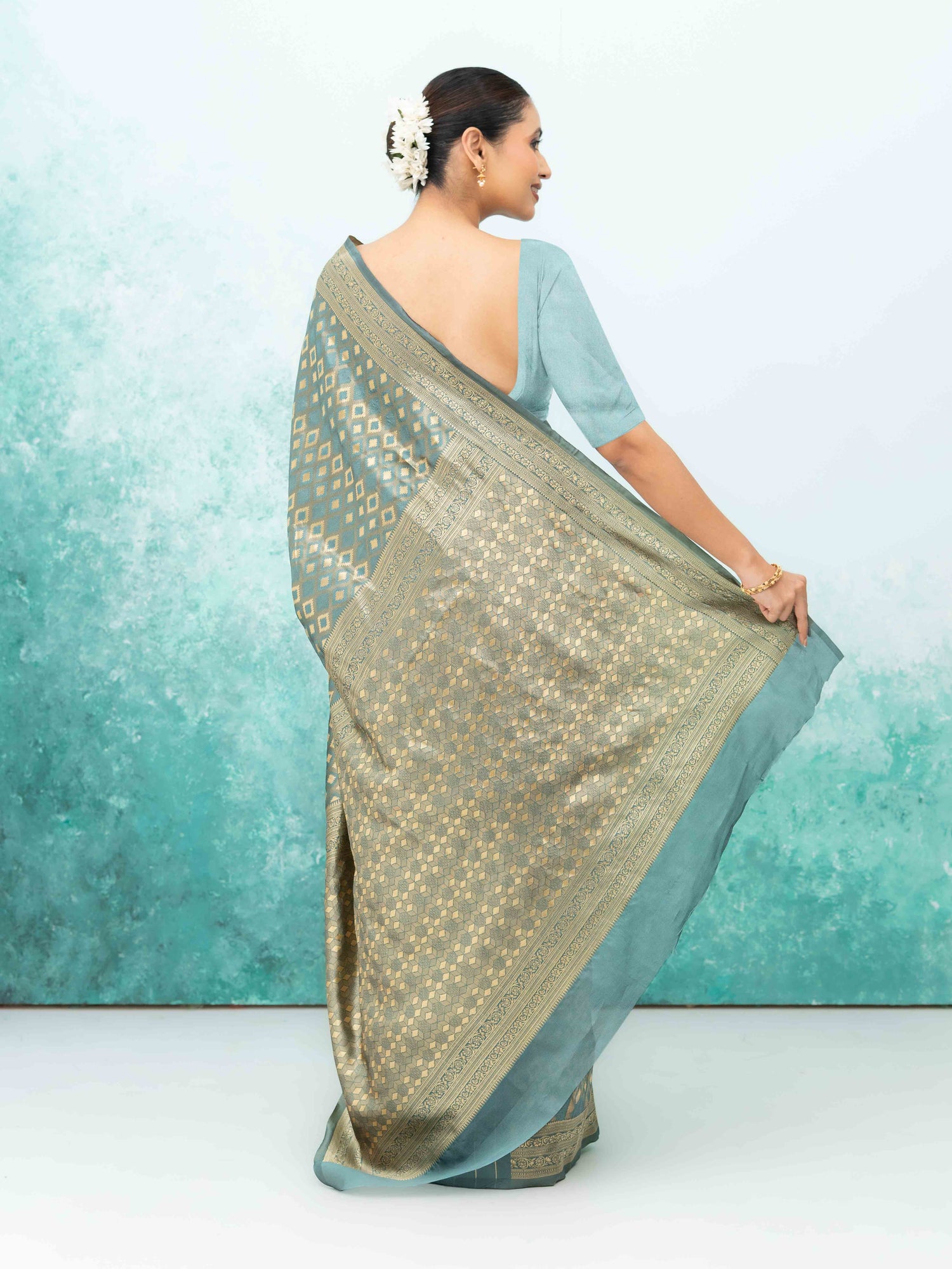 Gray Mysore Silk Saree