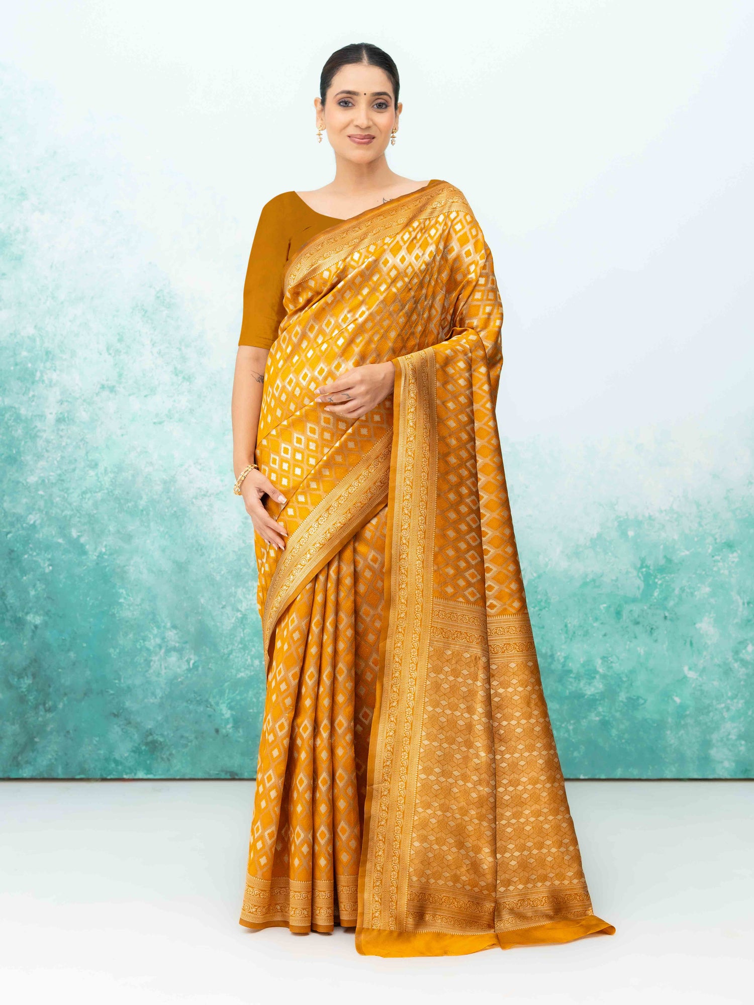 Mustard Yellow Mysore Silk Saree