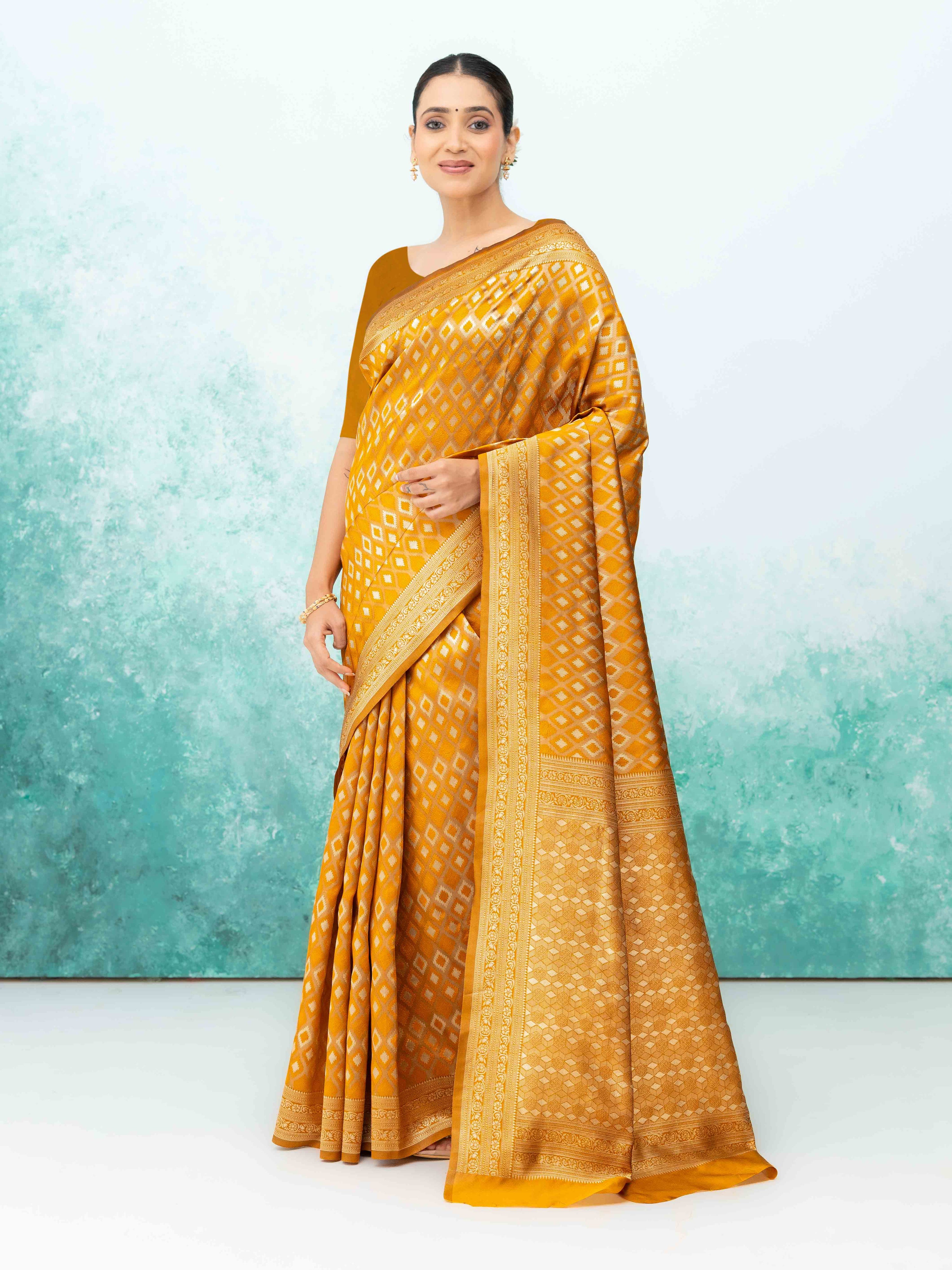 Mustard Yellow Mysore Silk Saree