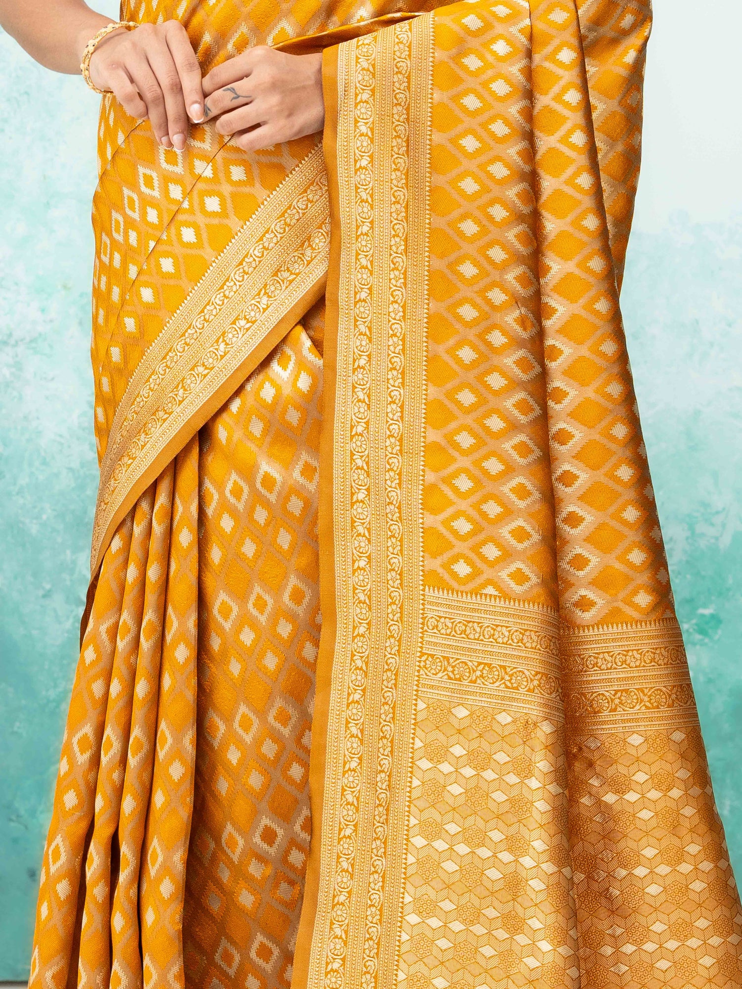 Mustard Yellow Mysore Silk Saree
