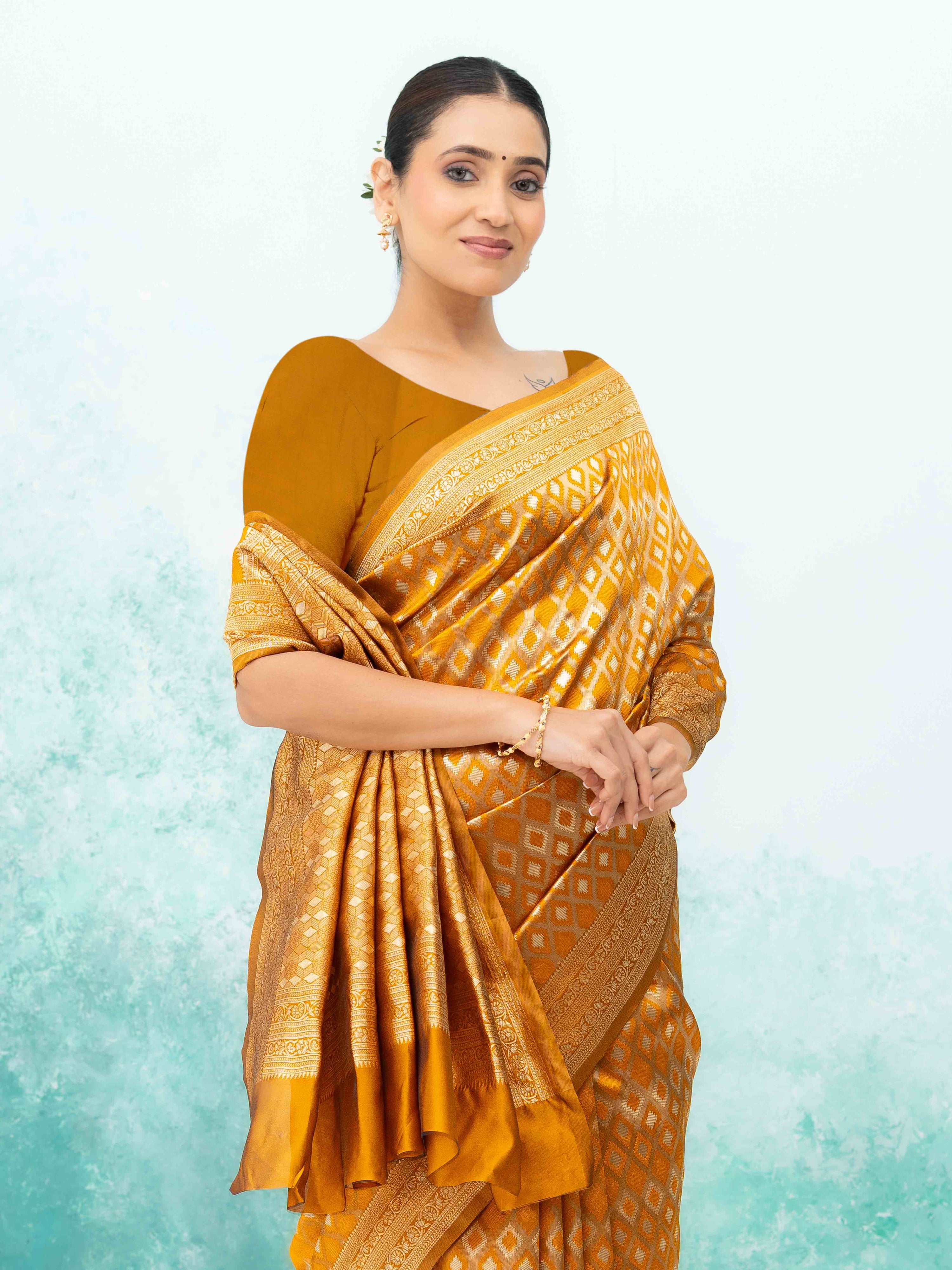 Mustard Yellow Mysore Silk Saree