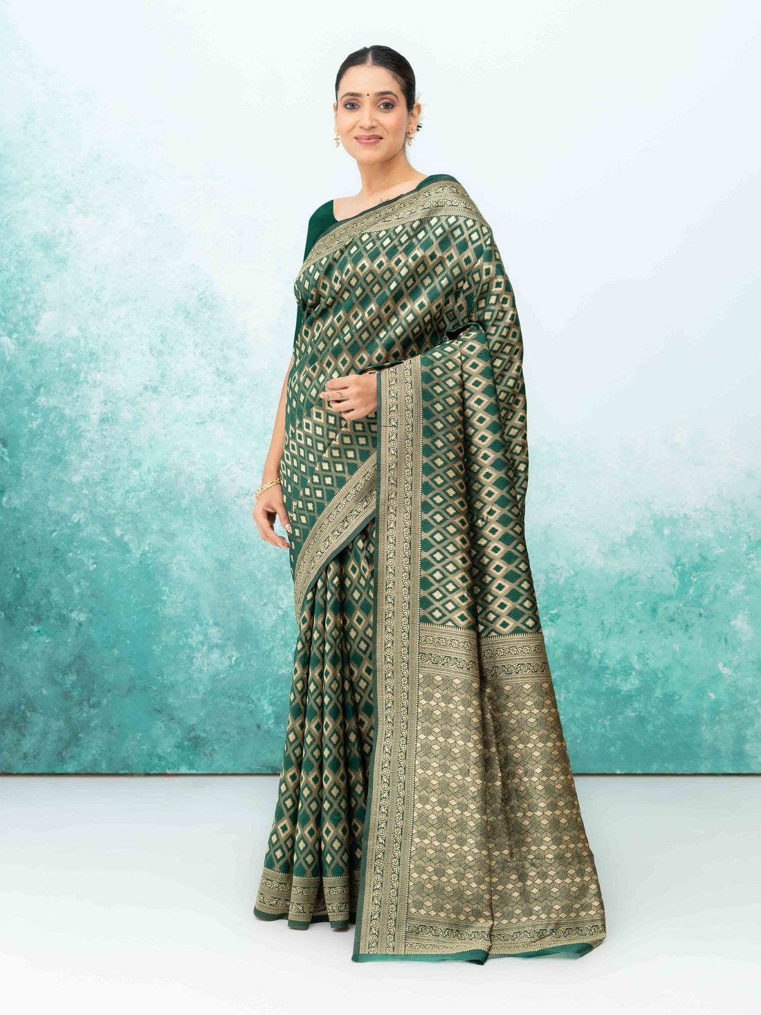 Dark Green Mysore Silk Saree
