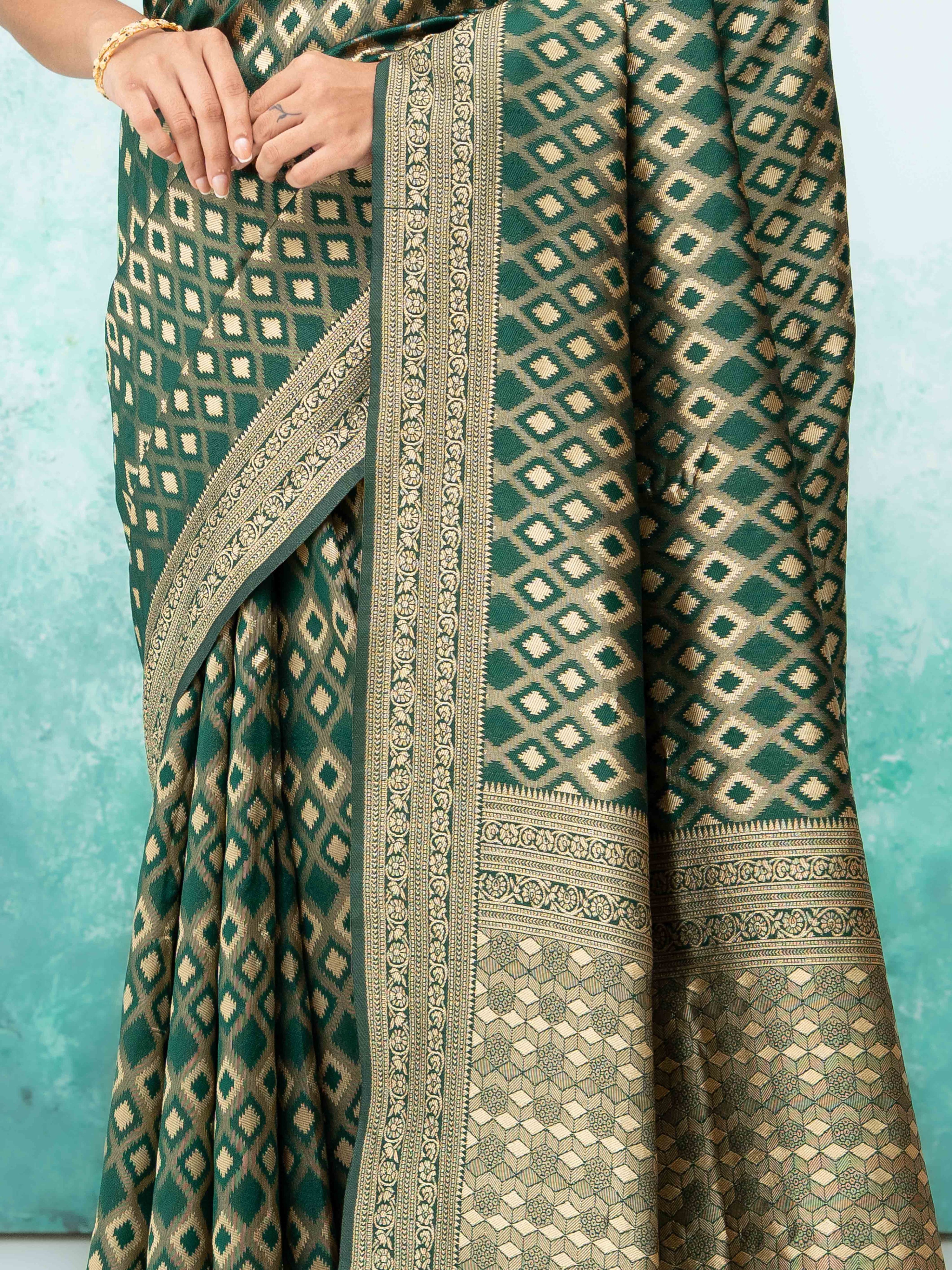 Dark Green Mysore Silk Saree