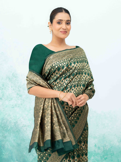 Dark Green Mysore Silk Saree