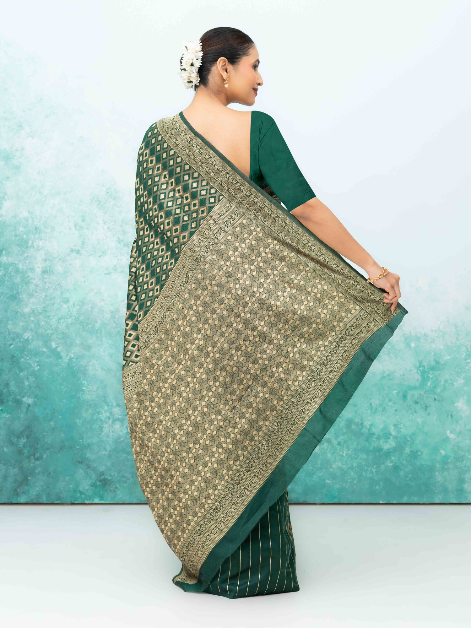 Dark Green Mysore Silk Saree