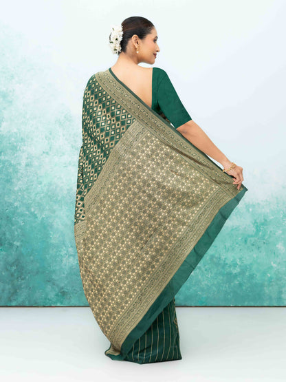 Dark Green Mysore Silk Saree