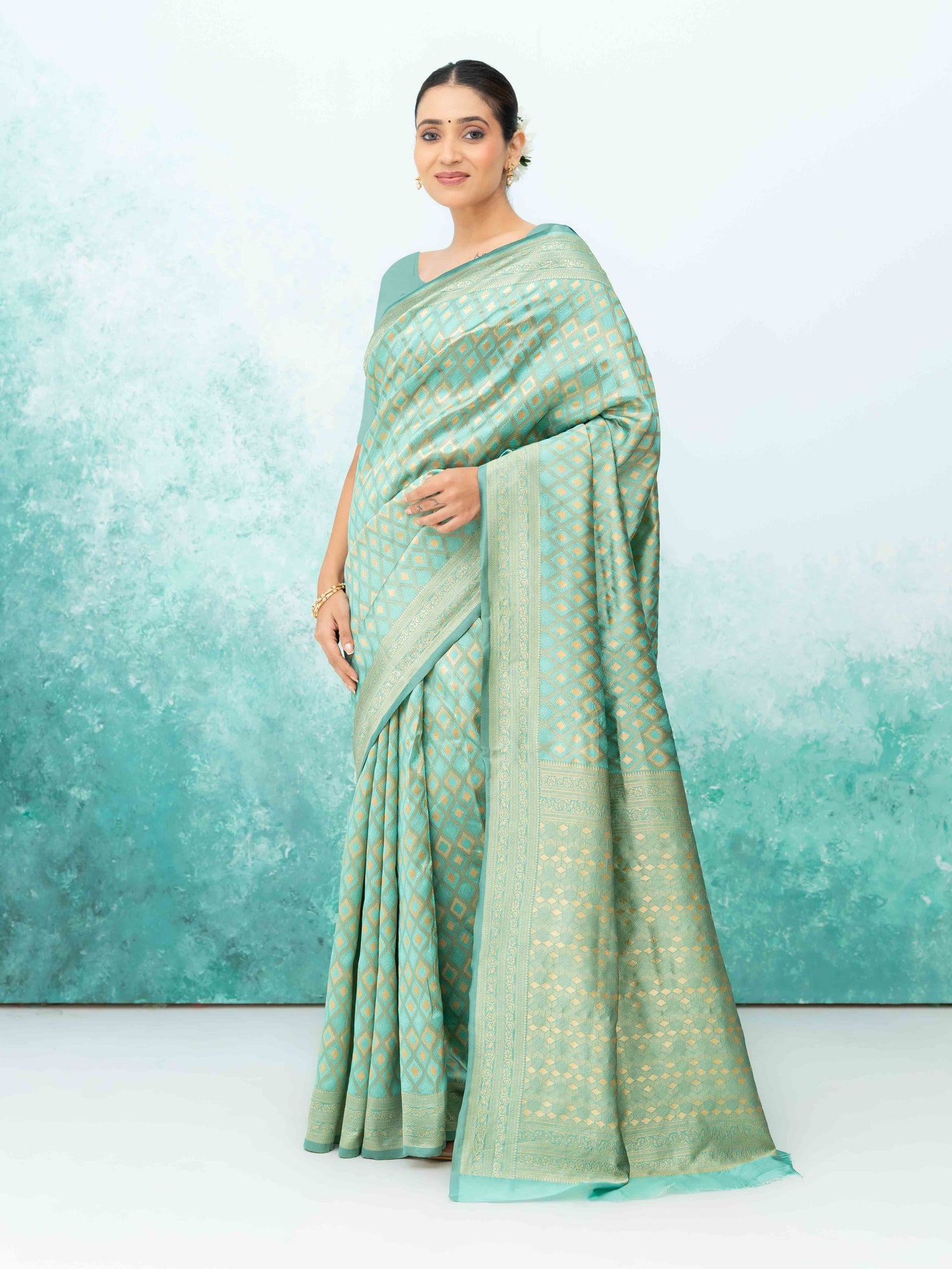 Mint Green Mysore Silk Saree