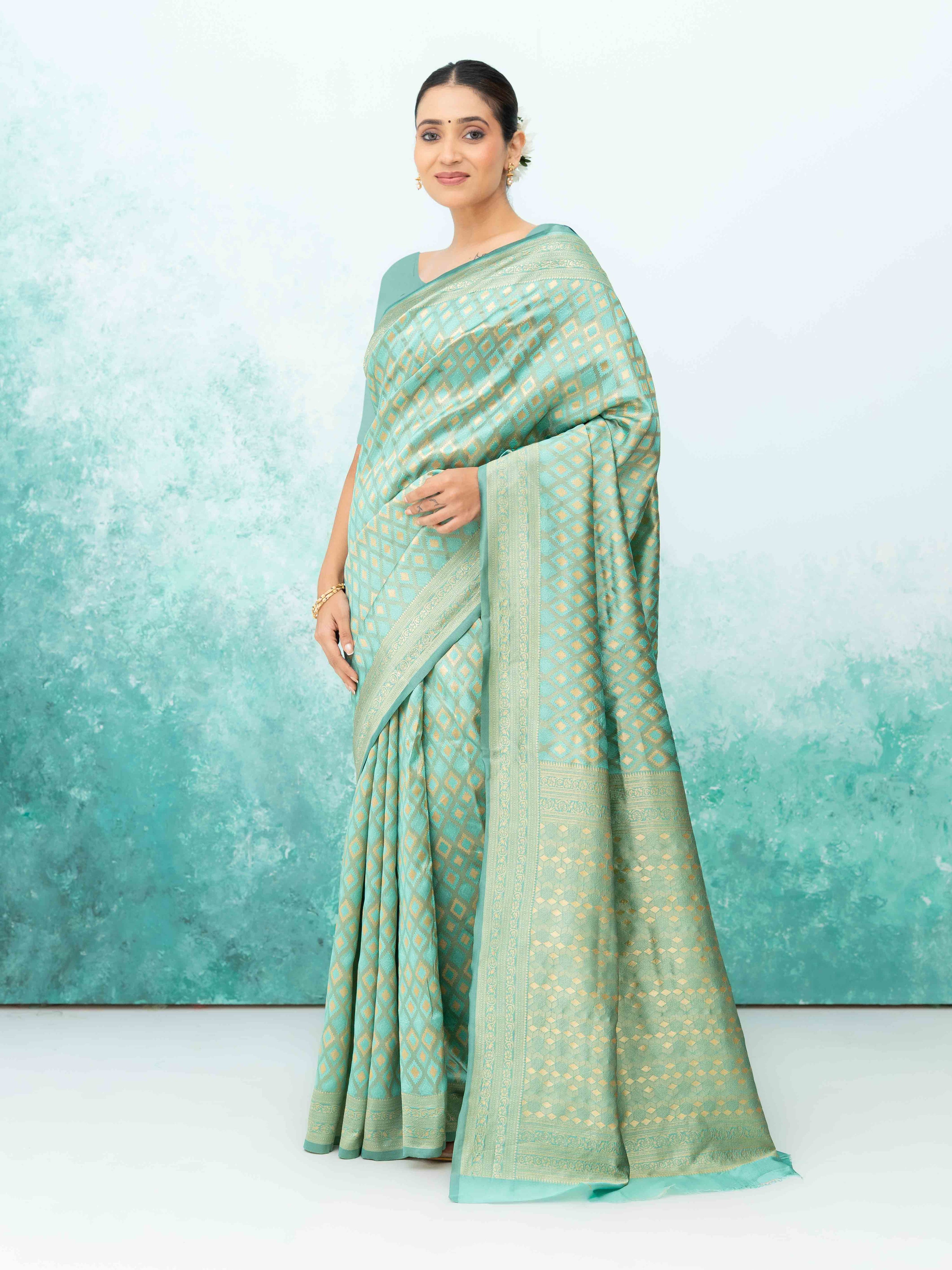Mint Green Mysore Silk Saree