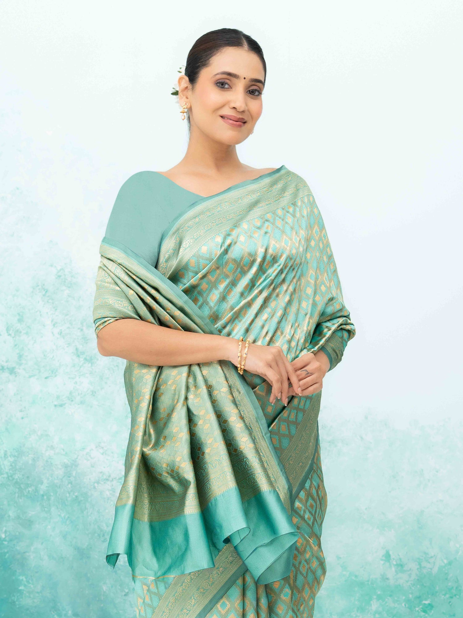 Mint Green Mysore Silk Saree