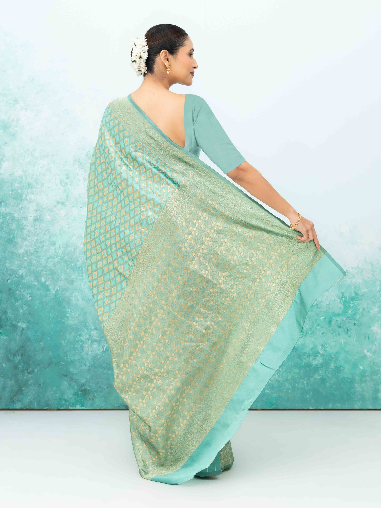 Mint Green Mysore Silk Saree
