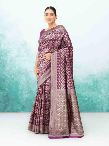 Dark Purple Mysore Silk Saree